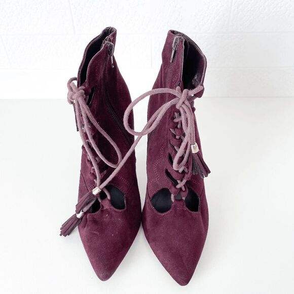 Zigi Soho Womens Lace Up Pointed Toe Stiletto Ankle High Heels Burgundy Size 8 - Picture 3 of 8
